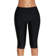 Swim Bottoms Women Bikini Capri Pants Swimsuit Women Knee Length Swim Shorts Leggings Pants Cropped Tights Tankini Swim Trunks Plus Size Black M-4XL